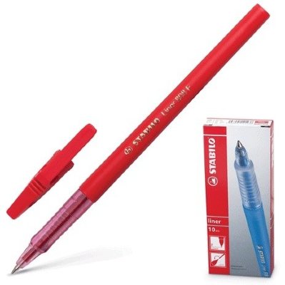 Ручка шариковая STABILO "Liner", КРАСНАЯ, корпус красный, узел 0,7 мм, линия письма 0,3 мм