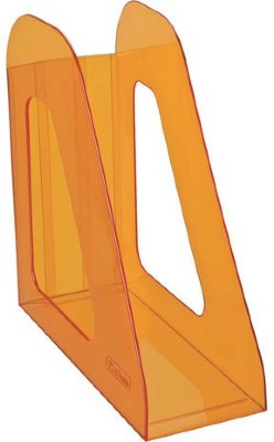 Лоток вертикальный для бумаг СТАММ "Фаворит" (235х240 мм), ширина 90 мм, тонированный оранжевый