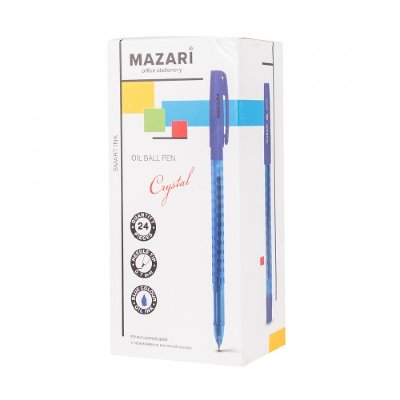 MAZARI Ручка шар. MAZARI CRYSTAL Smart Ink синяя, масл.осн., 0,7мм, игольчатый пиш.узел, корп. прозрачный. M-5743