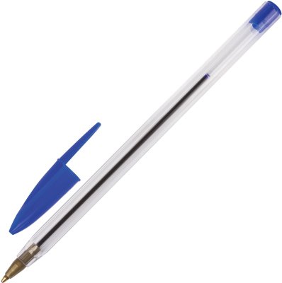 Ручка шариковая STAFF, СИНЯЯ, корпус прозрачный, узел 1 мм, линия письма 0,5 мм
