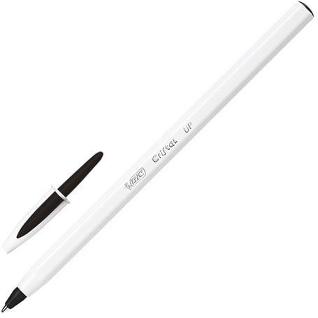 Ручка шариковая BIC "Cristal UP", ЧЕРНАЯ, корпус белый, узел 1,2 мм, линия письма 0,35 мм, 949880