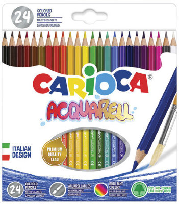 Карандаши цветные акварельные CARIOCA "Acquarell", 24 цвета, шестигранные, заточенные, 42858