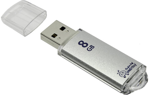 Память Smart Buy "V-Cut"   8GB, USB 2.0 Flash Drive, серебристый (металл.корпус)