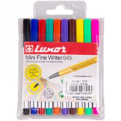 Luxor Набор капиллярных ручек "Mini Fine Writer 045" 0.8мм, 10цв., европодвес 7120M/10WT