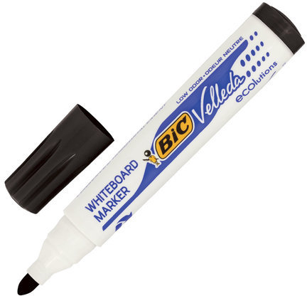 Маркер для доски BIC "Velleda", ЧЕРНЫЙ, эргономичный корпус, круглый наконечник, 1,4-5 мм, 904937