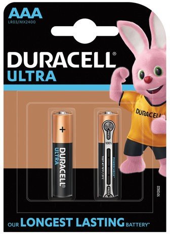 Батарейки DURACELL Ultra Power, AAA (LR03, 24А), алкалиновые, КОМПЛЕКТ 2 шт., в блистере