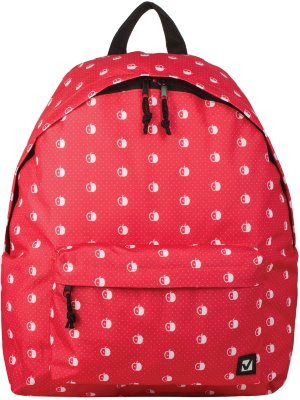 Рюкзак BRAUBERG универсальный, сити-формат, красный, "Яблоки", 23 литра, 43х34х15 см