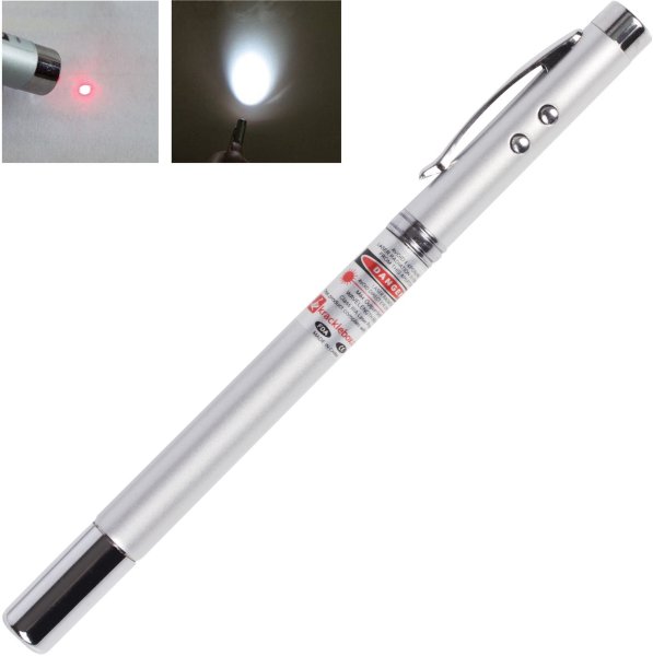 Указка лазерная, радиус 200 м, красный луч, LED-фонарь, указка, магнит, ручка, футляр