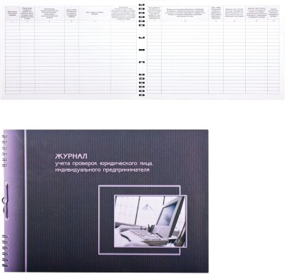 Журнал учета проверок юридических лиц и ИП, 50 л., А4, 204х290 мм, гребень, картон