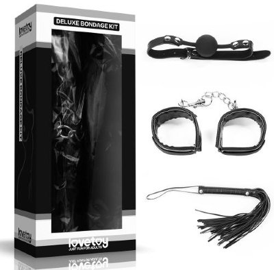 БДСМ-набор Deluxe Bondage Kit: наручники, плеть, кляп-шар