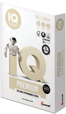 Бумага IQ PREMIUM, А4, 200 г/м2, 250 л., класс "А", белизна 170% (CIE)