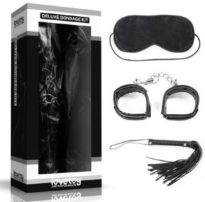 БДСМ-набор Deluxe Bondage Kit для игр: маска, наручники, плётка