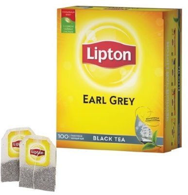 Чай LIPTON (Липтон) "Earl Grey", черный, 100 пакетиков с ярлычками по 2 г, 67106269