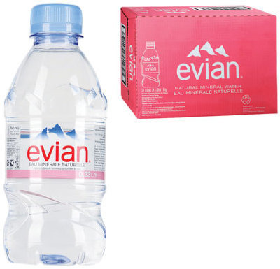 Вода негазированная минеральная EVIAN (Эвиан), 0,33 л, пластиковая бутылка, 13860