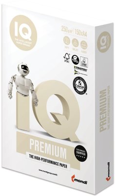 Бумага IQ PREMIUM, А4, 250 г/м2, 150 л., класс "А", белизна 170% (CIE)