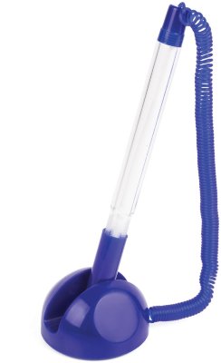 Ручка шариковая настольная BRAUBERG "Стенд-Пен", СИНЯЯ, пружинка, корпус синий, линия 0,5 мм