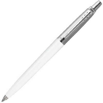 Ручка шариковая PARKER "Jotter Plastic CT", корпус белый, детали из нержавеющей стали, синяя, R0032930