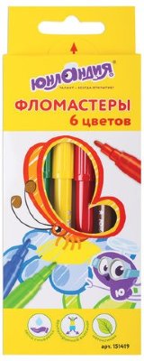 Фломастеры ЮНЛАНДИЯ 6 цветов, "ЭКЗОТИКА", вентилируемый колпачок, картон, 151419