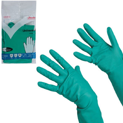 Перчатки хозяйственные нитриловые VILEDA, универсальные, антиаллергенные, размер L (большой), зеленые, 100802