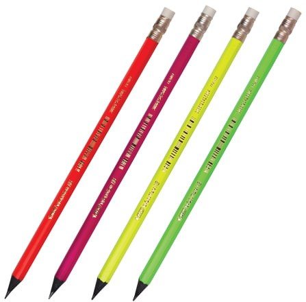 Карандаш чернографитный BIC, 1 шт., "Evolution Fluo", HB, с резинкой, пластиковый, корпус ассорти, заточенный