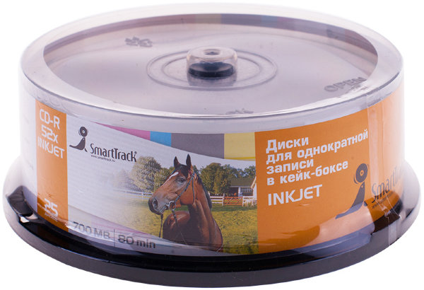 Диск CD-R 700Mb Smart Track 52x Printable, подходят для печати Cake Box (25шт)