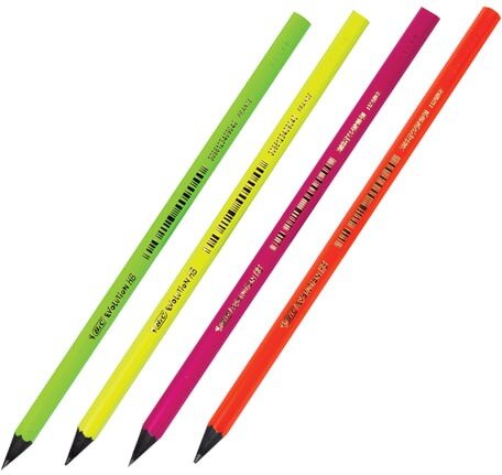 Карандаш чернографитный BIC, 1 шт., "Evolution Fluo", HB, без резинки, пластиковый, корпус ассорти