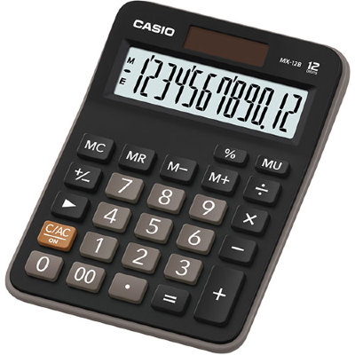 Калькулятор Casio MX-12B настольный, чёрный/коричневый