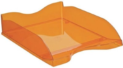 Лоток горизонтальный для бумаг СТАММ "Люкс", А4 (350х255х70 мм), тонированный оранжевый