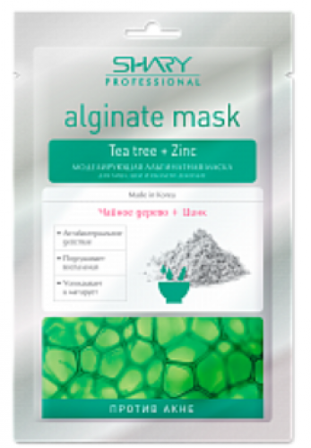 Shary Alginate Mask Tea Tree + Zinc – Моделирующая альгинатная маска для лица, шеи и области декольте «Против акне» с экстрактом чайного дерева и цинком, 28 гр.