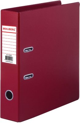 Папка-регистратор BRAUBERG с двухсторонним покрытием из ПВХ, 70 мм, бордовая