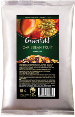 Чай GREENFIELD (Гринфилд) "Caribbean Fruit", фруктовый, манго/ананас, листовой, 250 г, пакет, 1144-15