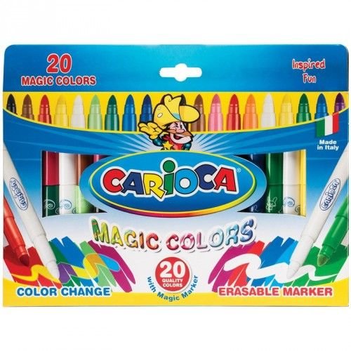 Carioca_Corvina Фломастеры Magic 9 меняющих цвет+9 стираемых+2 Magic, карт.коробка 41369