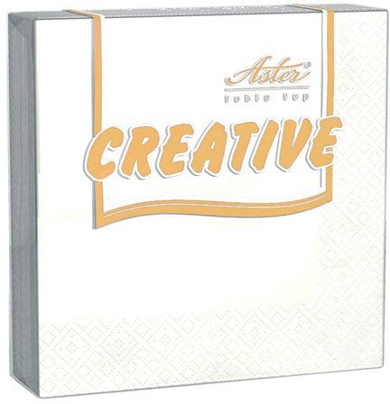 Салфетки бумажные, 20 шт., 24х24 см, 3-х слойные, ASTER "Creative", белые, 100% целлюлоза, арт. 00998/15