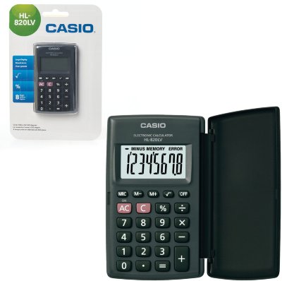 Калькулятор карманный CASIO HL-820LV-BK-S (104х63х7,4 мм), 8 разрядов, питание от батареи, блистер, черный