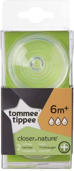 Tommee Tippee соска для антиколиковой бутылочки Close to nature 6 мес быстрый поток 2 шт ***К982