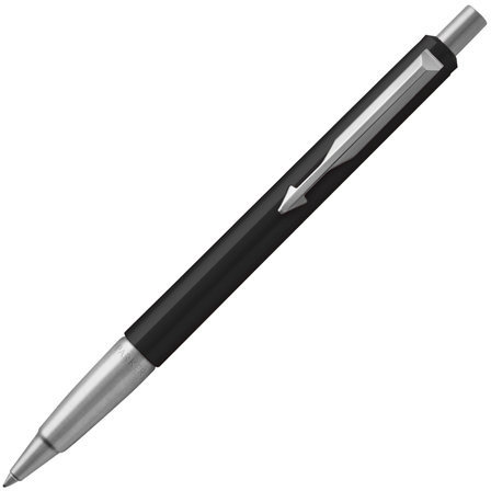 Ручка шариковая PARKER "Vector Standard Black CT", корпус черный, детали из нержавеющей стали, синяя, 2025442