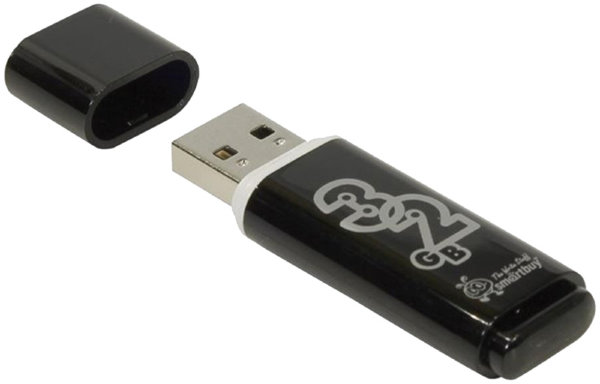 Память Smart Buy "Glossy"  32GB, USB 2.0 Flash Drive, черный