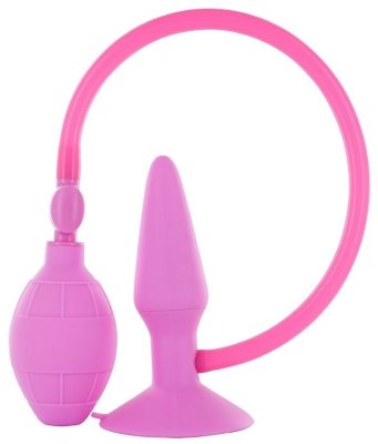 Розовая анальная пробка с расширением Inflatable Butt Plug Small - 10 см.