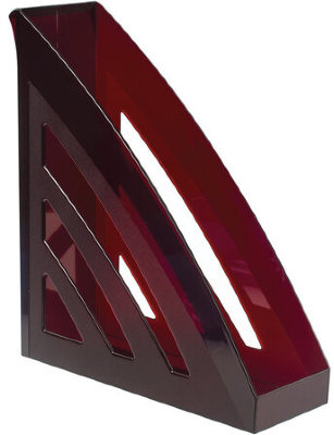 Лоток вертикальный для бумаг BRAUBERG "Office style", 245х90х285 мм, тонированный красный, 237283