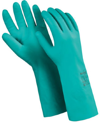 Перчатки нитриловые MANIPULA "Дизель", хлопчатобумажное напыление, размер 9 (L), зеленые, N-F-06