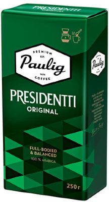 Кофе молотый PAULIG (Паулиг) "President", натуральный, 250 г, вакуумная упаковка, 16567