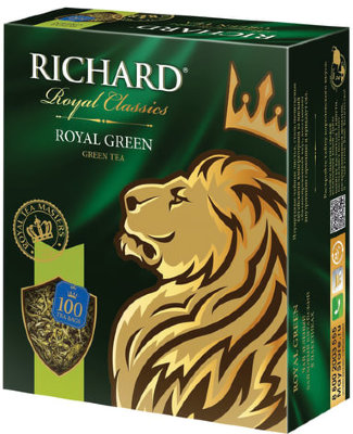 Чай RICHARD (Ричард) "Royal Green", зеленый, 100 пакетиков по 2 г, 610150