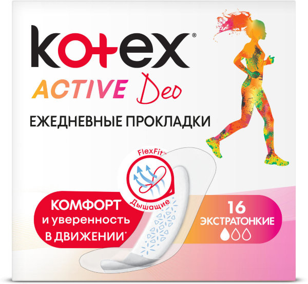 KOTEX Прокладки Ежедневные ЭКТИВ Дэо, 16 шт