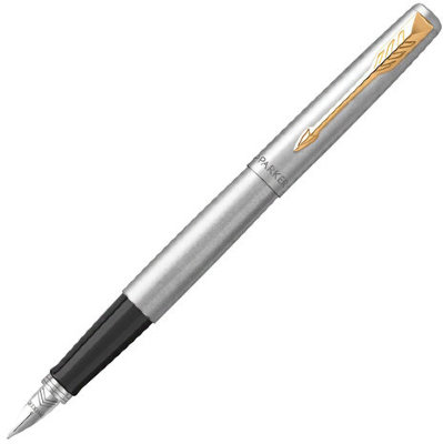 Набор PARKER "Jotter Stainless Steel GT": шариковая ручка синяя и перьевая ручка, 2093257