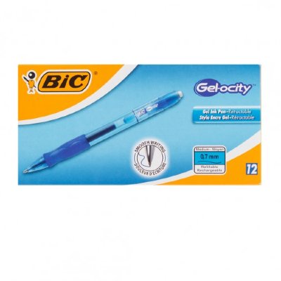 Bic Ручка гелевая BIC GeloCity автом., каучук. держатель, 0,7мм, синие чернила 829158