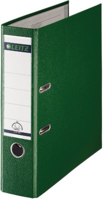 Папка-регистратор LEITZ, механизм 180°, покрытие пластик, 80 мм, зеленая