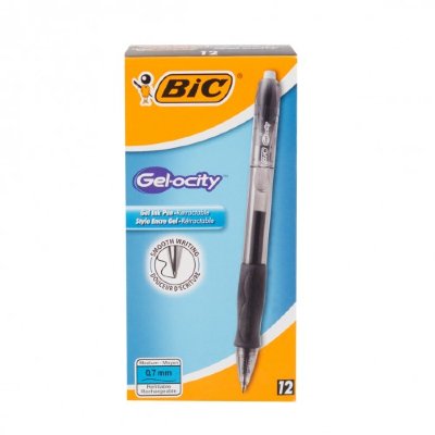 Bic Ручка гелевая BIC GeloCity автом., каучук. держатель, 0,7мм, чёрные чернила 829157