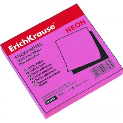 Erich Krause Бумага с липким краем (76*75мм) 80л. розовая, НЕОН 7323