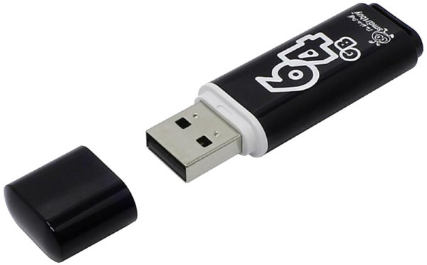 Память Smart Buy "Glossy"  64GB, USB 2.0 Flash Drive, черный