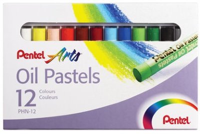 Пастель масляная художественная PENTEL "Oil Pastels", 12 цветов, круглое сечение, картонная упаковка